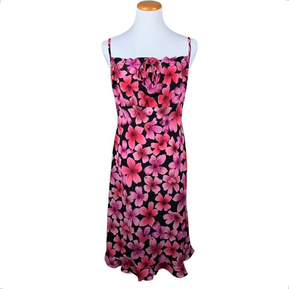 Vintage jr-s.com Dress Pink Black Floral 90s Y2K Women's 9 10